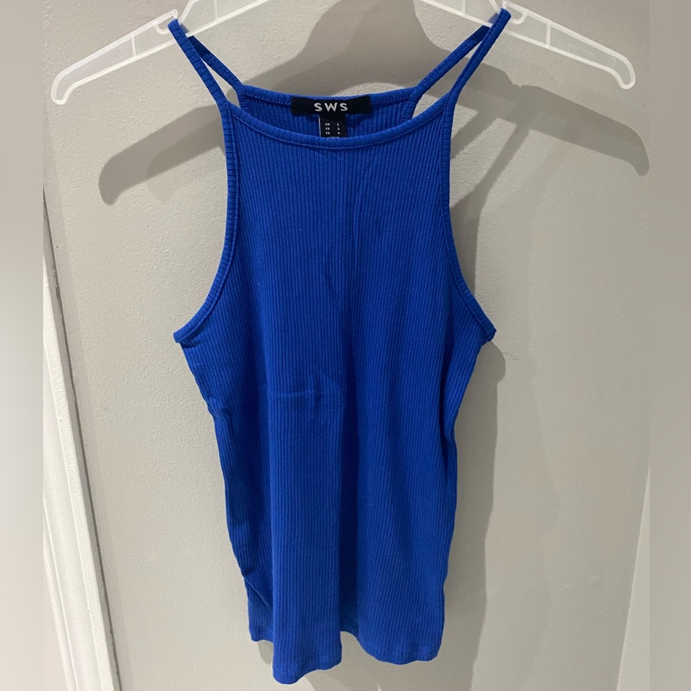 Blue Women’s Ribbed Tank Top